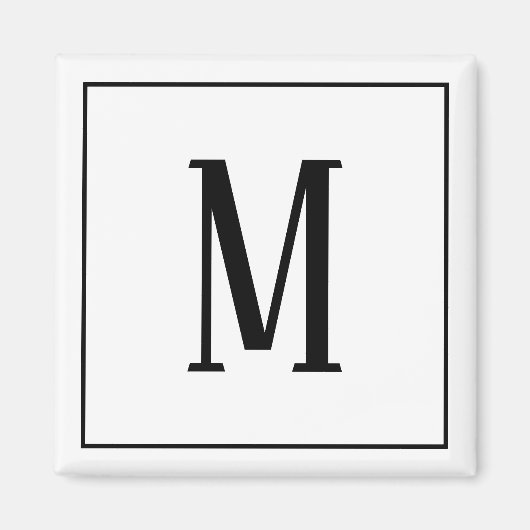 Monogram zwart op witte vierkante magneet (Voorkant)