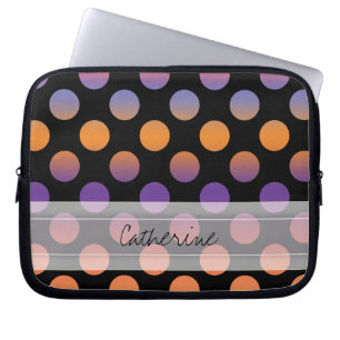 Monogram zwart Oranje Paars rood pooienvlek Laptop Sleeve