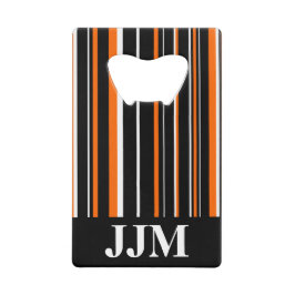 Monogram Zwart, Oranje, Witte Barcode Streep Creditkaart Flessenopener