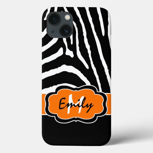 Monogram zwart, Oranje Zebra Stripe iPad-luchttas Case-Mate iPhone Case (Achterkant)