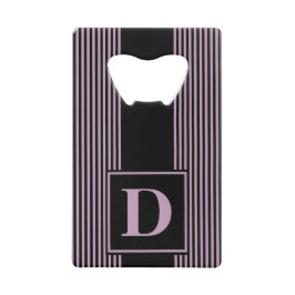 Monogram zwart/paars mist roze streep creditkaart flessenopener