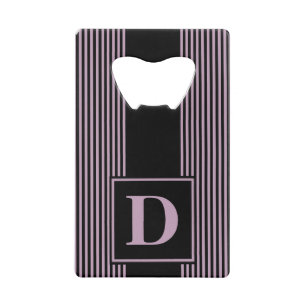 Monogram zwart/paars mist roze streep creditkaart flessenopener
