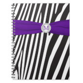 Monogram zwart Paars wit Zebra gestreept Notitiebo Notitieboek (Voorkant)
