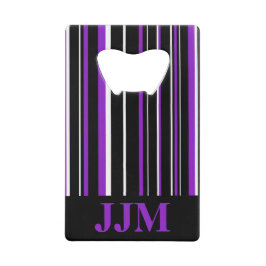 Monogram Zwart, Paarse Barcode Streep Creditkaart Flessenopener