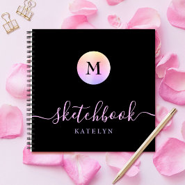 Monogram Zwart Paarse Roze Ombre Eenvoudig Schetsb Notitieboek