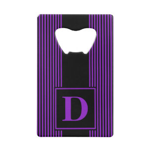 Monogram zwart/paarse streep creditkaart flessenopener