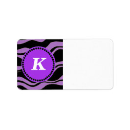 Monogram zwart-Paarse Zebra Pattern Etiket