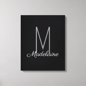 Monogram Zwart Persoonlijk Elegant Modern Canvas Afdruk (Voorkant)