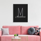 Monogram Zwart Persoonlijk Elegant Modern Canvas Afdruk (Insitu (Woonkamer))