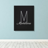 Monogram Zwart Persoonlijk Elegant Modern Canvas Afdruk (Insitu (Houten vloer))
