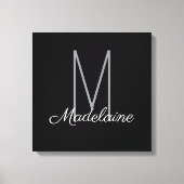 Monogram Zwart Persoonlijk Elegant Modern Canvas Afdruk (Voorkant)
