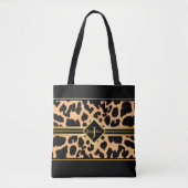 Monogram zwart proefdier Faux Gold op ORANJE Tote Bag (Voorkant)