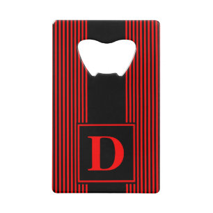 Monogram zwart/rode streep creditkaart flessenopener