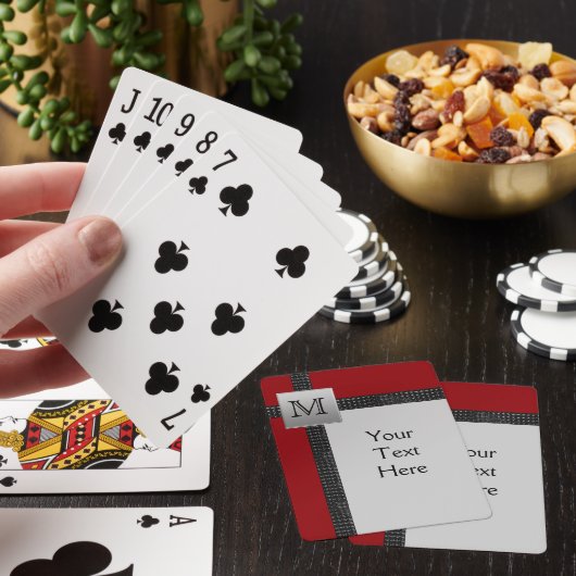 Monogram zwart, rood, grijze speelkaarten (Insitu)