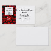 Monogram zwart, rood hart patroon bedrijf logo visitekaartje (Voorkant / Achterkant)