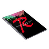 Monogram Zwart & Rood Make-up Kunstenaar Notitiebo Notitieboek (Rechterzijde)