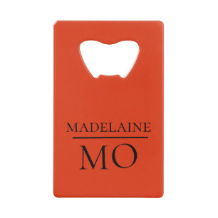 Monogram Zwart Rood Persoonlijke Naam Gift Creditkaart Flessenopener