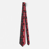 Monogram Zwart Rood Wit Harten Monogram Stropdas (Voorkant)