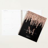 Monogram zwart Roos Gold Driving Metaal Glitter Planner (Display)