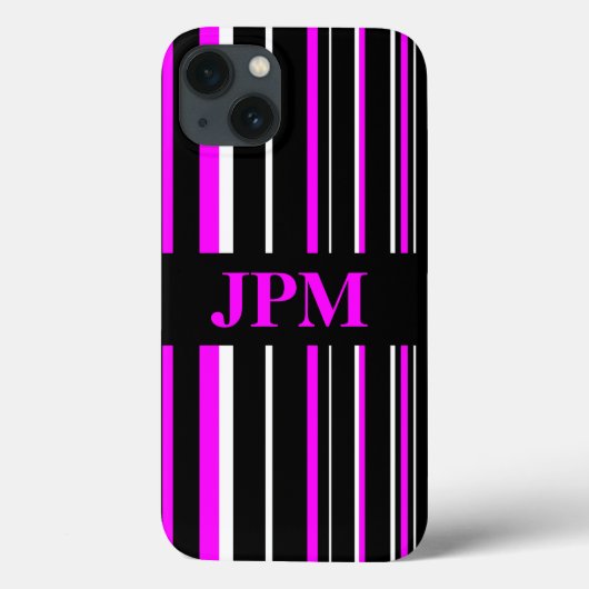 Monogram Zwart, Roze Barcode Streep Case-Mate iPhone Case (Achterkant)