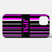 Monogram Zwart, Roze Barcode Streep Case-Mate iPhone Case (Achterkant (horizontaal))