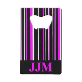 Monogram Zwart, Roze Barcode Streep Creditkaart Flessenopener