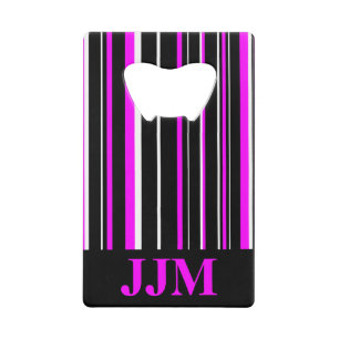 Monogram Zwart, Roze Barcode Streep Creditkaart Flessenopener