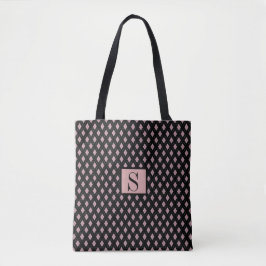 Monogram zwart-roze diamantpatroon Canvas tas