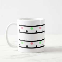 Monogram Zwart Roze Groene Polka Dots Koffiemok