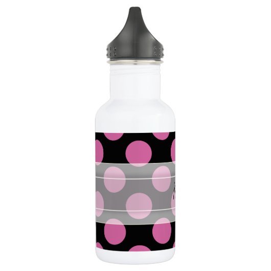 Monogram zwart Roze Latijnse polaire dot Patroon Waterfles (Links)