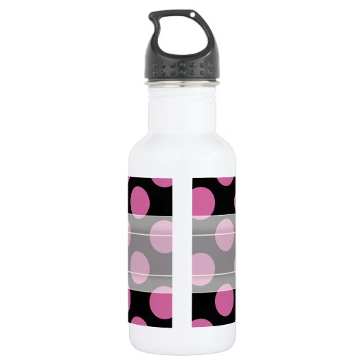 Monogram zwart Roze Latijnse polaire dot Patroon Waterfles (Achterkant)