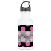 Monogram zwart Roze Latijnse polaire dot Patroon Waterfles (Voorkant)