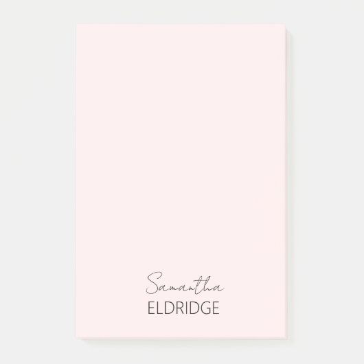 Monogram zwart roze minimalistisch modern bericht post-it® notes (Voorkant)