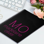 Monogram zwart roze persoonlijk notitieboek