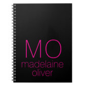 Monogram zwart roze persoonlijk notitieboek (Voorkant)