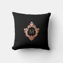Monogram Zwart Roze Roos Goud Elegante  Crest