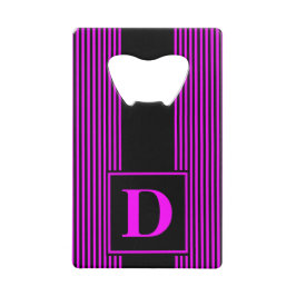 Monogram zwart/roze streep creditkaart flessenopener