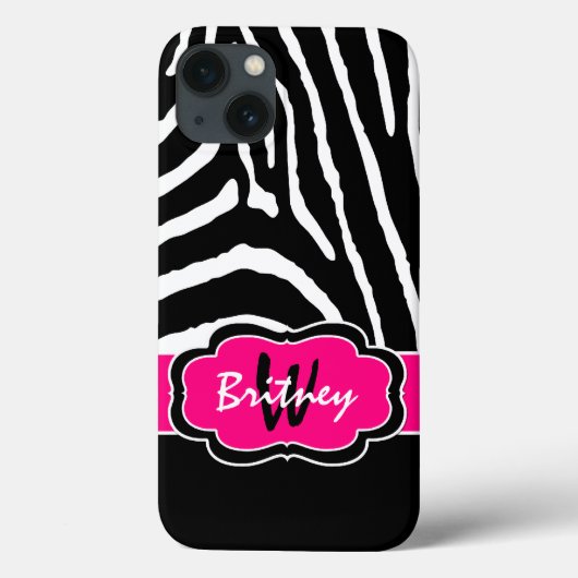Monogram zwart, roze Zebra Stripe iPad-luchttas Case-Mate iPhone Case (Achterkant)