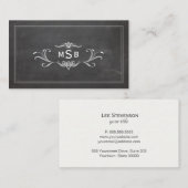 Monogram Zwart Rustiek krijtbord Visitekaartje (Voorkant / Achterkant)