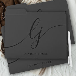 Monogram Zwart Script Beginletters Professioneel M Documentenmap