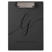 Monogram Zwart Script Initialen Modern Professiona Klembord (Voorkant)