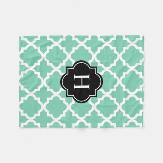 Monogram zwart/Seafoam | Fleece Blanket (Voorkant (Horizontaal))