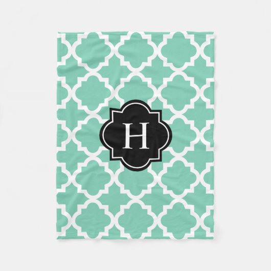 Monogram zwart/Seafoam | Fleece Blanket Deken (Voorkant)