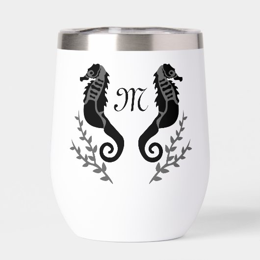 Monogram zwart Seahorse Silhouette (Achterkant)