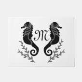 Monogram zwart Seahorse Silhouette Deurmat (Voorkant)