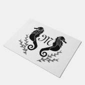 Monogram zwart Seahorse Silhouette Deurmat (Schuin)