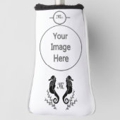 Monogram zwart Seahorse Silhouette Golfheadcover (Draai 90)