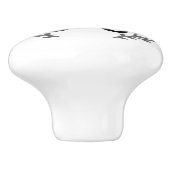 Monogram zwart Seahorse Silhouette Keramische Knop (Zijkant)