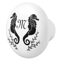Monogram zwart Seahorse Silhouette