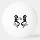 Monogram zwart Seahorse Silhouette Pingpongbal (Voorkant)
